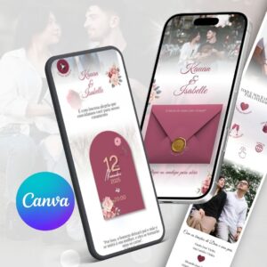 Convite interativo estendido Rosa canela com música (Edite como quiser)