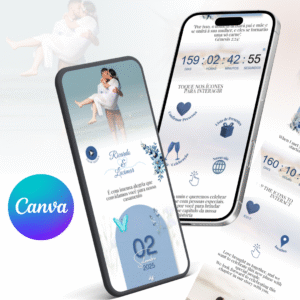 Convite digital interativo estendido azul com música (Edite pelo Canva)
