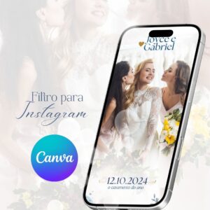Filtro para fotos do instagram moldura de casamento (Editável pelo Canva)