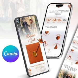 Convite virtual interativo estendido Terracota c música (Edite como quiser)
