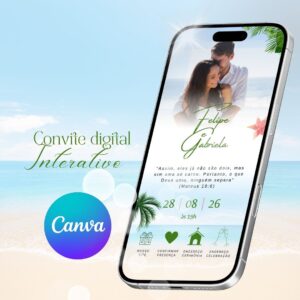 Convite digital interativo tradicional Tropical edite com o Canva (Com tutorial)