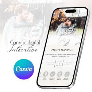 Convite virtual interativo Moderno Prateado Canva (Com tutorial)