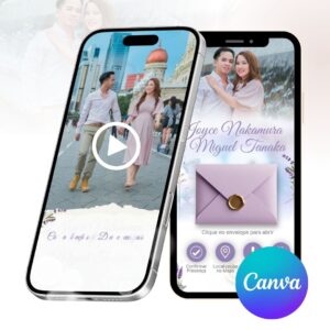 Convite digital interativo animado lavanda para Casamento Canva