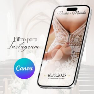 Filtro do instagram casamento moldura Preto minimalista (Canva)