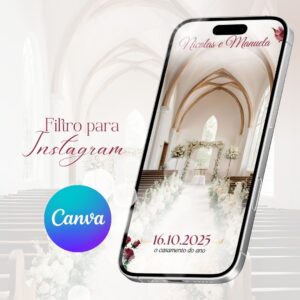 Filtro do instagram casamento moldura Marsala (Edite no Canva)