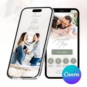Convite virtual interativo animado verde oliva minimalista Casamento Canva