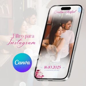 Filtro fotos do instagram moldura casamento Rosa Fúcsia (Canva)