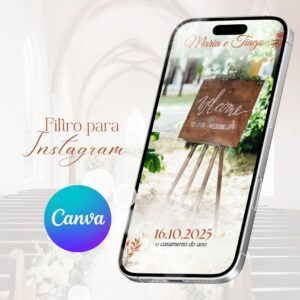 Filtro para instagram casamento moldura Terracota (Edite no Canva)