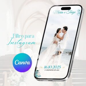 Filtro para instagram casamento moldura Azul Piscina (Edite no Canva)