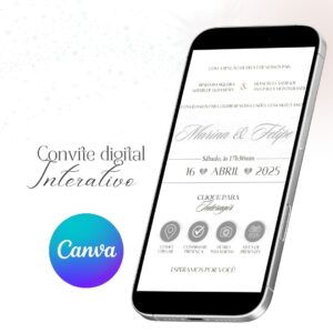 Convite virtual interativo Tradicional Clássico Prateado Canva