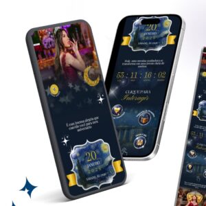 Convite interativo estendido aniversario 15 anos noite estrelada van gogh