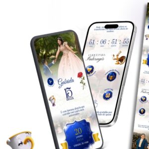 Convite interativo estendido aniversario 15 anos Bela e a Fera